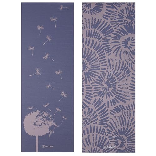 Gaiam Yoga Mat - Premium 6mm Print Reversible Extra Thick Non Slip Exercise & Fitness Mat for All Types of Yoga, Pilates & Floor Workouts (68" x 24" x 6mm Thick) - color: Dandelion Fossil