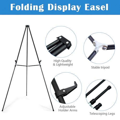 70" Adjustable Aluminum Display Easel Stand, Holds 20 lbs | Versatile Tripod Easel for Artistic Presentations, Lightweight and Sturdy for Art Shows, Exhibitions, and Studios,4 Pack - style: 4 Pack