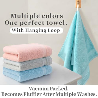 VOOVA & MOVAS Pink Hand Towels 2 Pack, 100% Cotton, 13x29 in | with Hanging Loop, Lightweight, Soft, Quick Dry & Absorbent, Bathroom, Dorm and Travel Use - color: Lightpink