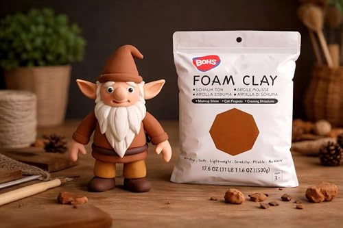 BOHS Foam Clay, Chocolate Brown Air Dry Modeling Clay, 1.1 lb | Soft, lightweight; crack-free finish; EVA and polystyrene foam details; cosplay props, figurines, fake bakes and slime making - color: Chocolate, size: 500 g