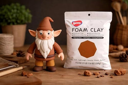 BOHS Foam Clay, Chocolate Brown Air Dry Modeling Clay, 1.1 lb | Soft, lightweight; crack-free finish; EVA and polystyrene foam details; cosplay props, figurines, fake bakes and slime making - color: Chocolate, size: 500 g