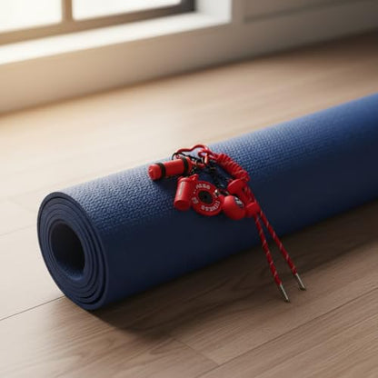 Gym Keychain Motivational Fitness Accessories with Dumbbell Kettlebell Barbell Yoga Mat Charms Weightlifting Keyring - color: Red
