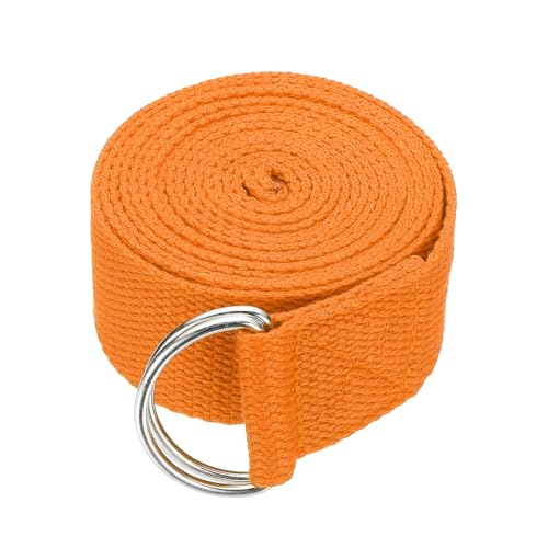 Yoga Strap for Stretching, Athletic Stretch Band with Adjustable Metal D Ring Buckle Yoga Bands - color: Orange, size: 8.2ft