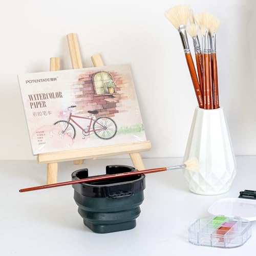 DUGATO Hog Hair Fan Paint Brush Set, 9-Piece Long Handle Brushes | Comfortable Wood Handle for Ceramic Pottery Glazing & Painting, Ideal for Acrylic & Oil, Smooth Blending & Texture Effects - size: 9pcs Fan Brushes