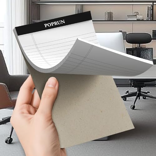 POPRUN Small Legal Pads, 5" x 8", 3 Pack, 50ct, 100 GSM, 1/4" Narrow Ruled | Mini Notepads, White Thick Paper with Cardback, Writing Pad, Easy Carry, Work, Home, School Supply - size: Narrow Ruled