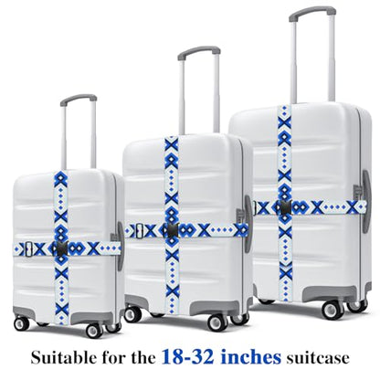 6 Pieces Luggage Straps Patterned Luggage Strap Suitcase Straps Luggage Belt Adjustable Travel Luggage Belt Strap with Quick Release Buckle, 2 inches Wide by 72 inches Long (Geometric Style) - style: Geometric Style