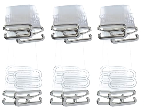 DIVA'S Clear Bra Straps Adjustable Multiple Sizes - size: 15mm Width - 3 Pairs