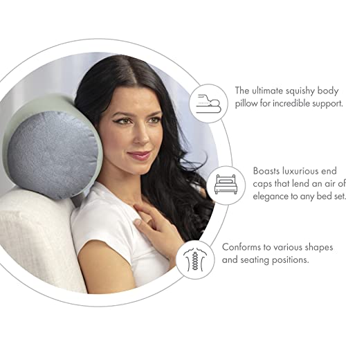 Microbead Bolster Neck Roll Pillow, 14x8 in Cylinder Tube, Mint Grey | Silky smooth face helps prevent sleep creases and hair breakage, light squishy support for head and shoulders, travel ready - color: Mint Grey