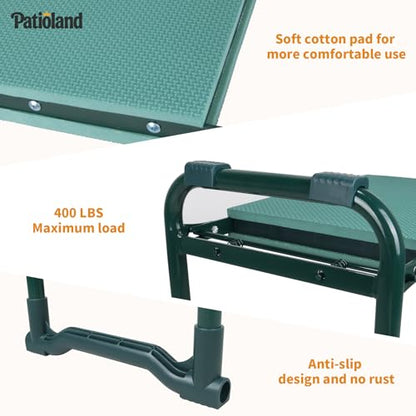 Garden Kneeler and Seat, Gardening Workseat with Tool Pouch and HandBag - color: Green-modle C