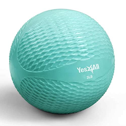 Yes4All Weighted Toning Balls for Exercise, Soft Medicine Balls for Exercise, Pilates, Yoga, Balance, Flexibility, 2-10lbs - color: Mint, style: B. Diamond Grip - Knurl