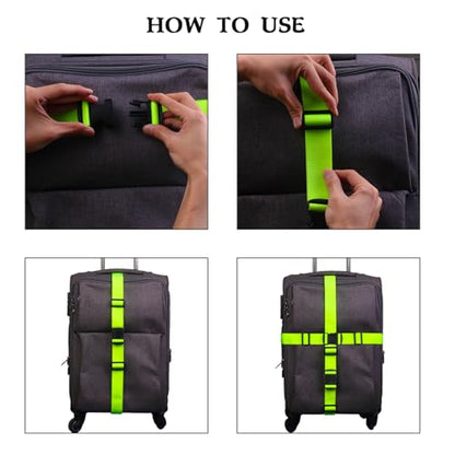 MAGARROW 1.5" Utility Luggage Straps with Buckle Adjustable, 4-Pack (Neon Green, 5.4 feet Long) - color: Neon Green, size: 1.5 in x 5.4 ft