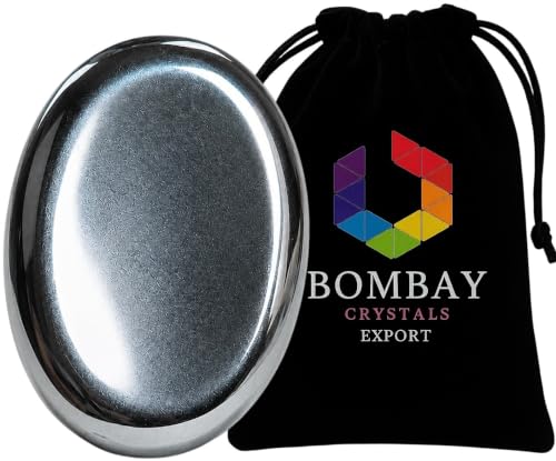 Natural Polished Thumb Palm Crystal for Meditation, Hematite Worry Stone for Stress Relief, Anxiety Support & Pocket Reiki Healing - color: Hematite