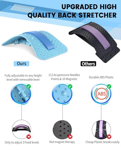 Back Stretcher Lumbar Backs Cracker with Magnet Backs Massager Lower Back Pain Relief Upgraded Multi-Level Support Stretcher Spinal Board Device for Herniated Disc, Sciatica, Scoliosis