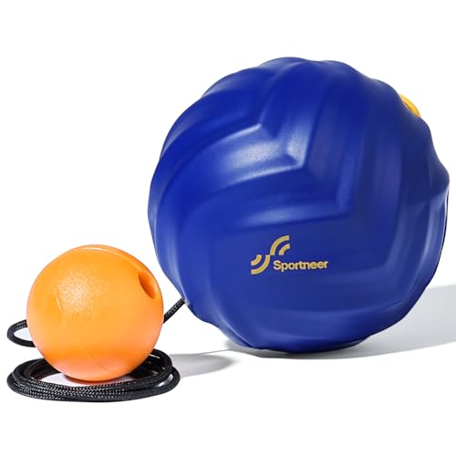 Sportneer Massage Balls for Trigger Point Therapy, Lacrosse Ball with String, Muscle Myofascial Massage Balls for Deep Tissue Release Foot Plantar Fasciitis,Hard Ball for Back Shoulder Relax- Blue