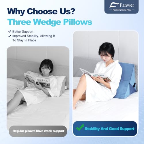 Fanwer Positioning Wedge Pillow for Side Sleeping (3 in 1),19.69",LightBlue - color: Light Blue, size: 19.69in