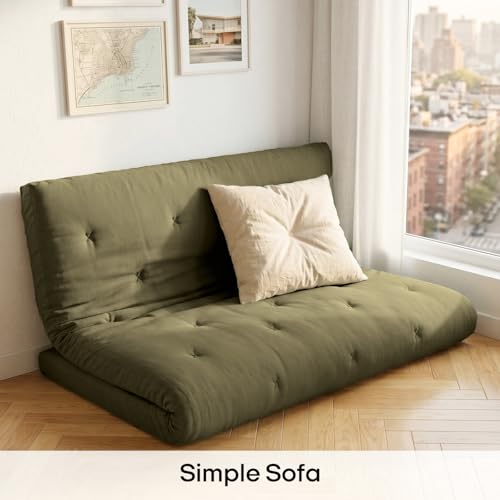 ZonLi Japanese Floor Mattress, 100% Cotton Washable Cover Futon Mattress - color: Winter Moss, size: Twin(75"L x 39"W x 4"Th)