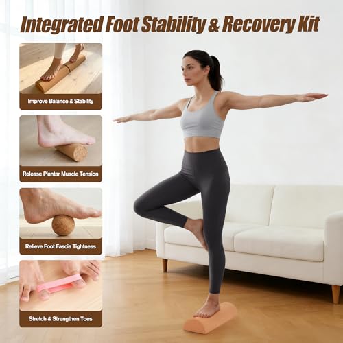 Balance Board Set for Foot & Ankle Strength – Cork Slack Board and Ankle Strengthener with Round & Pointed Bars, Progressive Balance Training System for Rehab, Fall Prevention & Athletic Performance
