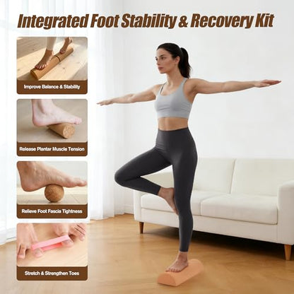 Balance Board Set for Foot & Ankle Strength – Cork Slack Board and Ankle Strengthener with Round & Pointed Bars, Progressive Balance Training System for Rehab, Fall Prevention & Athletic Performance