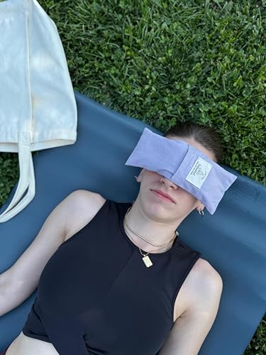 Weighted Lavender Eye Pillow for Sleep & Relaxation – Organic Cotton Eye Pillow with Natural Lavender, Aromatherapy Eye Pillow for Yoga, Meditation, Stress Relief & Travel