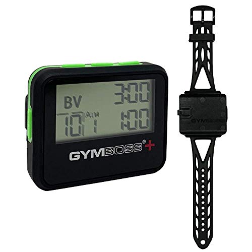 Gymboss Plus Interval Timer and Stopwatch and Gymboss Strap - Bundle (Black with Green Buttons) - color: Black / Green