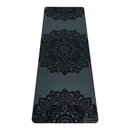 YOGA DESIGN LAB | The Infinity Mat | Luxurious Non-Slip Design Provides Unparalleled Grip to Support and Align You Beautifully | Eco-Friendly | w/Carrying Strap! - color: Mandala Charcoal, size: 3mm