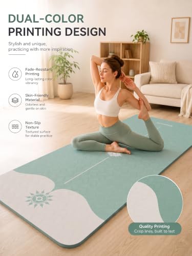 EaseUp Yoga Mat 73"x28"x0.4",10mm thick,Non Slip for Workout, Pilates - color: Green