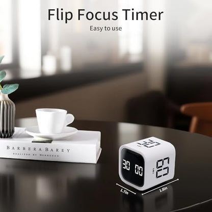 Productivity Timer Flip Gravity Sensor Cube Timer Countdown & Countup,Mute & Vibrate & Sound，5/10/30/60min & Custom Timing, Perfect for ADHD,Work,Learning,Kitchen Cooking (1White) - color: White