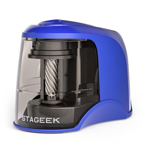 STAGEEK Electric Pencil Sharpener, Plug in or USB/Battery Operated, Blue | Works for No.2/Colored Pencils (6-8mm), Ideal for School Classroom Office Home - color: Blue
