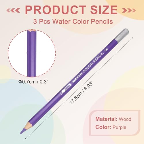 PATIKIL Watercolor Pencils, Purple Color Pencil Set Sketch Coloring Drawing Colored Pencils Bulk Artist Drawing Supplies for Adult Coloring Book Blending, 3 Pcs - color: Purple