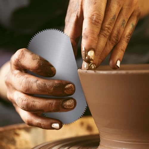 Steel Pottery Tools Serrated Scraper Clay Ribs Stainless Steel Sculpture Modeling Cutter Scraper Crafts Tool Ceramics Sculpting Tools Kits for Sculpting Texturing Artists Modeling Potter