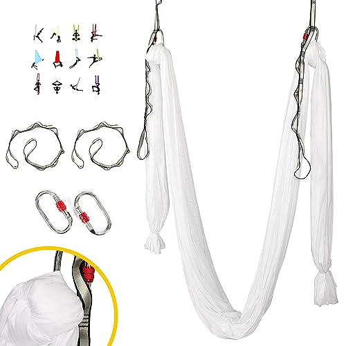 Kojem Aerial Silk Fabric Yoga Swing Kit For Fitness Yoga Inversions Flexibility Core Strength Dance White Nylon Fabric 6.6/13.1 Yards - size: 6.56 Yards
