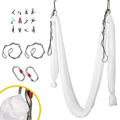 Kojem Aerial Silk Fabric Yoga Swing Kit For Fitness Yoga Inversions Flexibility Core Strength Dance White Nylon Fabric 6.6/13.1 Yards - size: 6.56 Yards