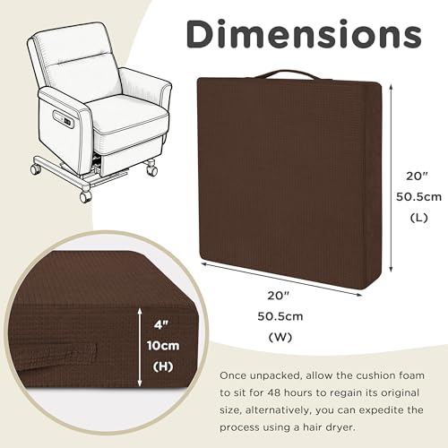 AddGrace High Density Recliner Cushion for Elderly 20x20in Brown - color: Dark Brown