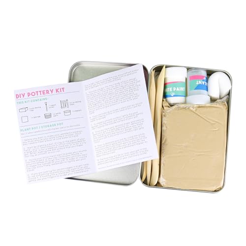 Gift Republic Pottery Kit Beginners Pottery Craft Set Clay Pottery Gift Fun Home Made Craft Project Kids Teens Adults Sculpting Tool Set Gift Tin
