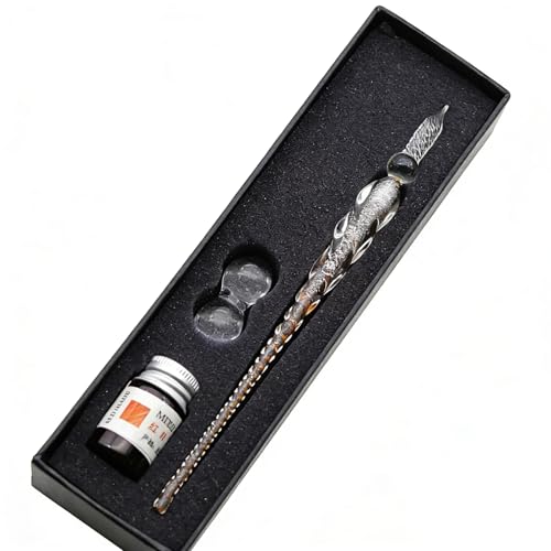 Glass Dip Pen Set,Calligraphy Pen,Crystal Signature Pen for Art, Writing, Signatures -Decoration and Business Gift