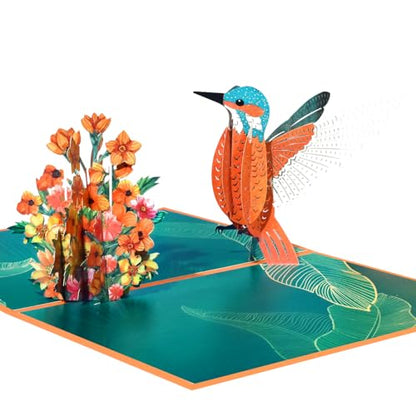 3D Hummingbird Pop Up Card Mother’s Day Card Happy Birthday Card Anniversary Card Valentine Card Thank You Card with Envelope and Blank Note. - color: Hummingbird