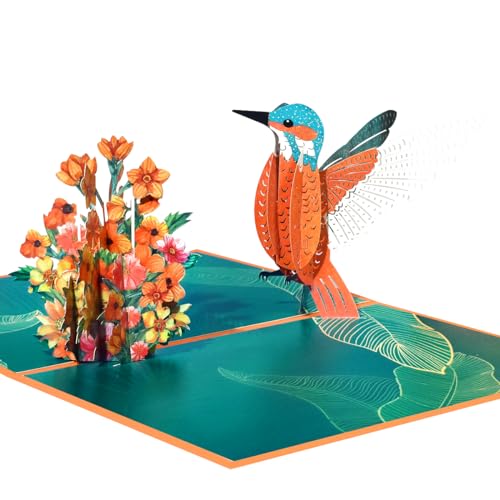 3D Hummingbird Pop Up Card Mother’s Day Card Happy Birthday Card Anniversary Card Valentine Card Thank You Card with Envelope and Blank Note. - color: Hummingbird