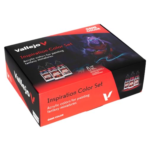 Vallejo - Inspiration Color Set | Game Color Range Paint Kit | Acrylic Paints for Fantasy Miniatures | User Guide and Brush Kit included | Non-Toxic Formulation | 48 Bottles x 18 ml (0.60 fl.oz.)