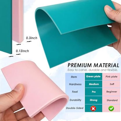 KAKABUBBLE Linocut Kit for Printmaking, Stamp Making Kit with Linoleum Blocks, Carving Tools, Brayer, Ink & Transfer Paper – Block Printing Kit for Beginners, Artists & DIY Crafts