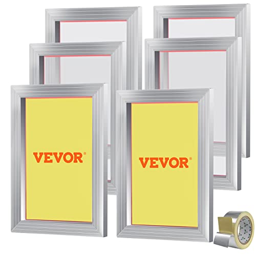 VEVOR 6 Pieces Aluminum, 10x14inch Silk Screen Frame with 110 Count High Tension Nylon Mesh and Sealing Tape for T-Shirts DIY Printing, Silver - size: 10x14inch, style: 6 Pieces