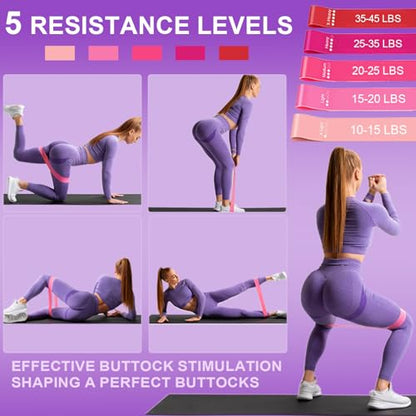 Pilates Ring Equipment Set, Home Pilates Kit for Women with 13’’ Magic Ring with Dual Padded Handles, Small Pilates Ball, 5 Resistance Bands & Complete Fitness Guide, Pilates Essential Accessories - color: 15pcs Purple
