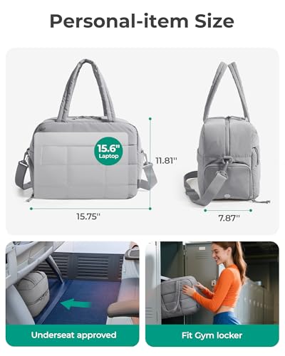 BAGSMART Gym Bag for Women, Carry on Travel Duffel Bag, Water-resistant Weekender with Shoe Compartment for Gym Travel Work, Grey, Medium - color: M-Grey, size: Medium