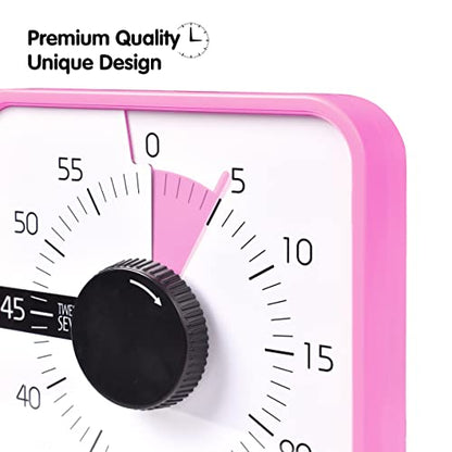 TWENTY5 SEVEN Countdown Timer 7.5 inch; 60 Minute 1 Hour Visual Timer – Classroom Teaching Tool Office Meeting, Mechanical Countdown Clock for Kids Exam Time Management Magnetic, Pink - color: Pink