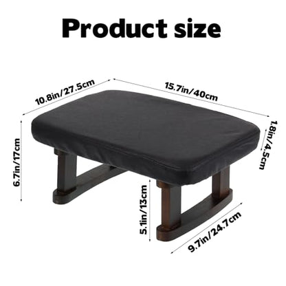 Walnut Prayer Kneeler with Thick Attached Cushion, Wooden Prayer Bench with Removable Washable Fabric Cover, Sturdy Kneeling Stool for Home Prayer and Meditation