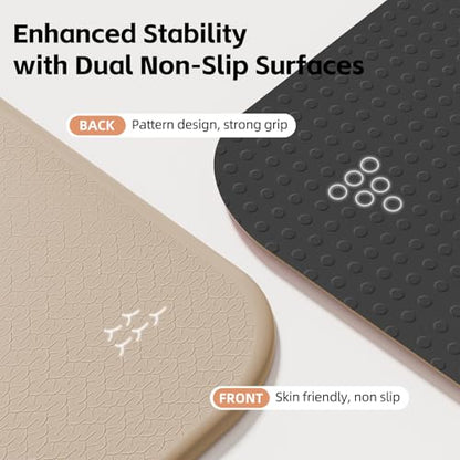 Foldable Yoga Mat Extra Thick 0.32"(8mm) | Folding Exercise Mat,Odorless POE, Non-Slip Grip, No-Curl Edges, Great for Yoga, Pilates & Home Workouts - color: Beige-Pattern