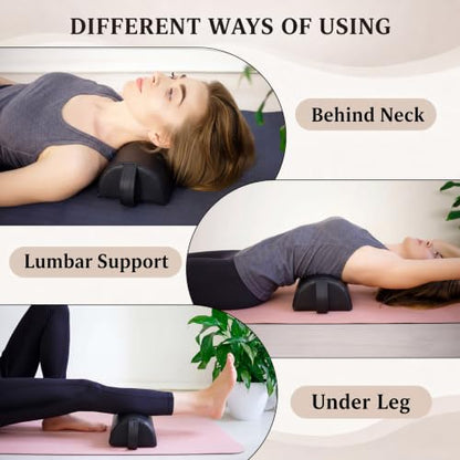 Ripeng 4 Pcs Half Round Massage Table Bolster Pillow Pad with Strap Handle - size: 6"w X 3"h X 13"L