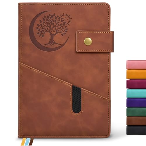 PAIBAS Lined Journal Notebook for Men, A5 Leather Journals for Writing Women, Hardcover Notebooks for Work,School,Note Taking,Travel,Business,Personal daily Diary,200 Page College Ruled (5.9" x 8.4") - color: Dark Brown, size: Lined Page