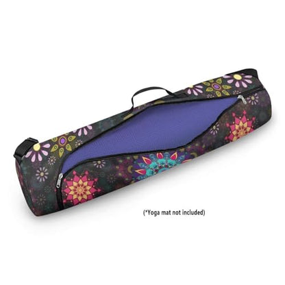 Yoga Mat Bag Portable Yoga Mat Holder with Adjustable Strap Lighweight Gym Tote Bag with Handle - color: Boho Mandala Black