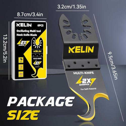 6PCS Titanium Oscillating Tool Blades, Universal Multitool Blades | Multitool Hook Knife for Soft Materials Like Roofing Shingles,Carpet,Cardboard & PVC Flooring,Universal Interface - size: 6 PCS B