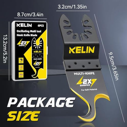 6PCS Titanium Oscillating Tool Blades, Universal Multitool Blades | Multitool Hook Knife for Soft Materials Like Roofing Shingles,Carpet,Cardboard & PVC Flooring,Universal Interface - size: 6 PCS B
